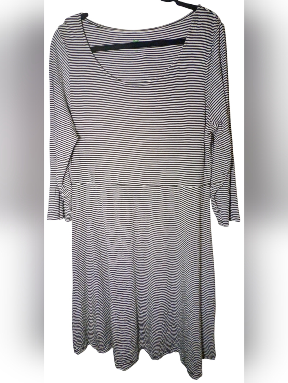 Dip Black White Striped Fit & Flare Dress Size XL Stretch NWOT